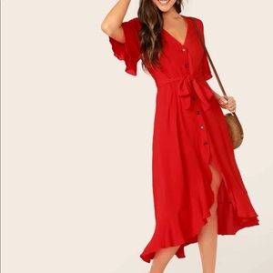Red high low dress